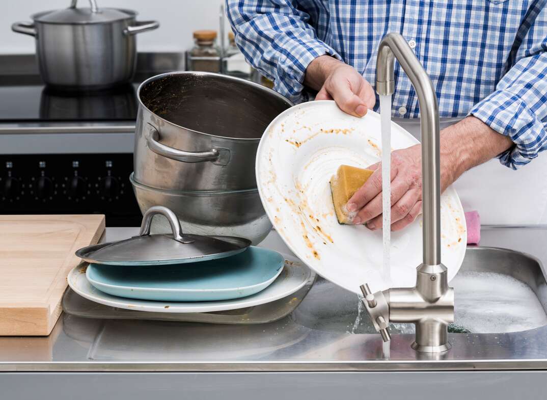 washing dishes