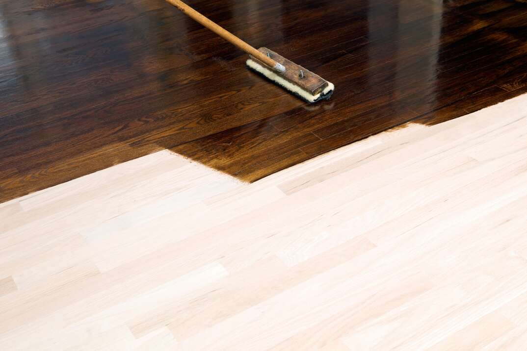 Dark Stain Application on New Oak Hardwood Floor