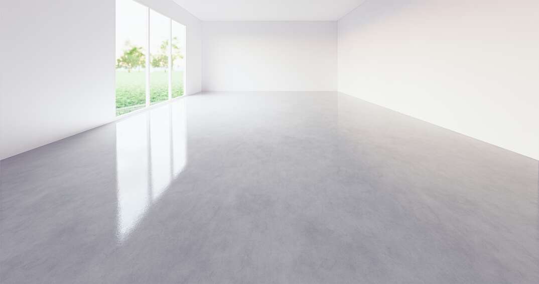 polished white concrete floor