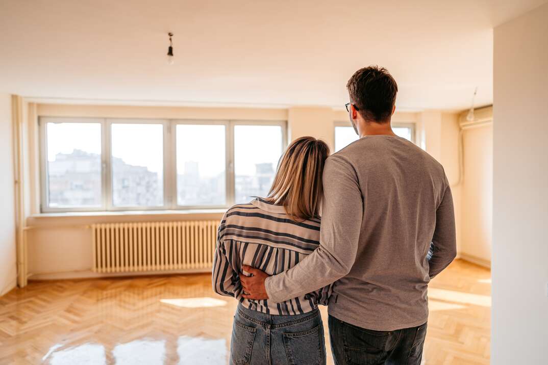 Young couple in their new home