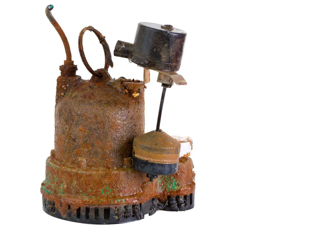 Old grungy rusted sump pump