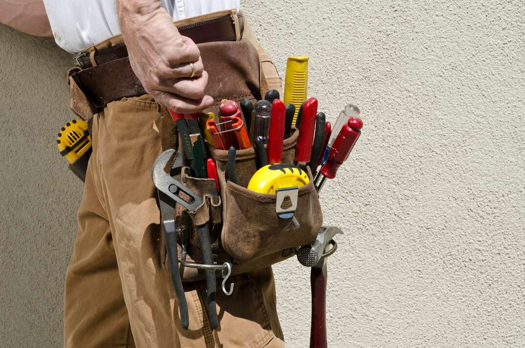 close up of contractor s tool belt