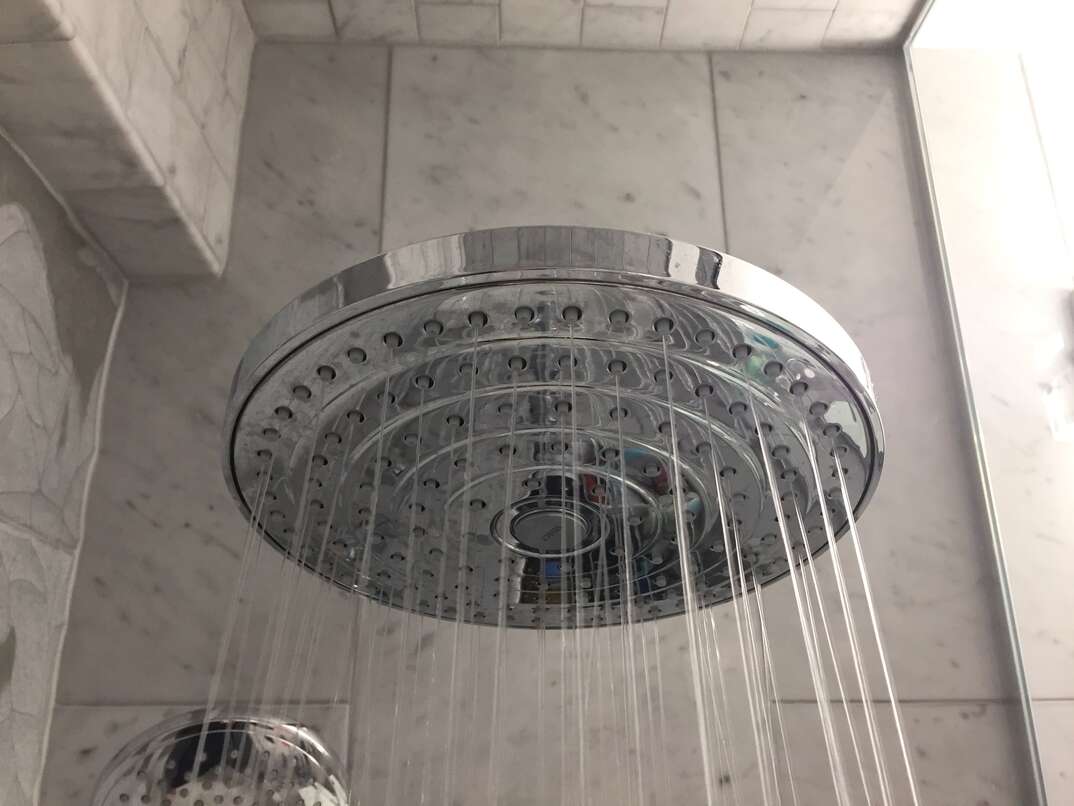 detail shot of hansgrohe rain shower head