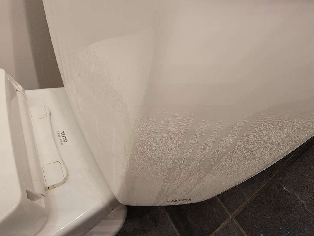 condensation on the outside of a toilet