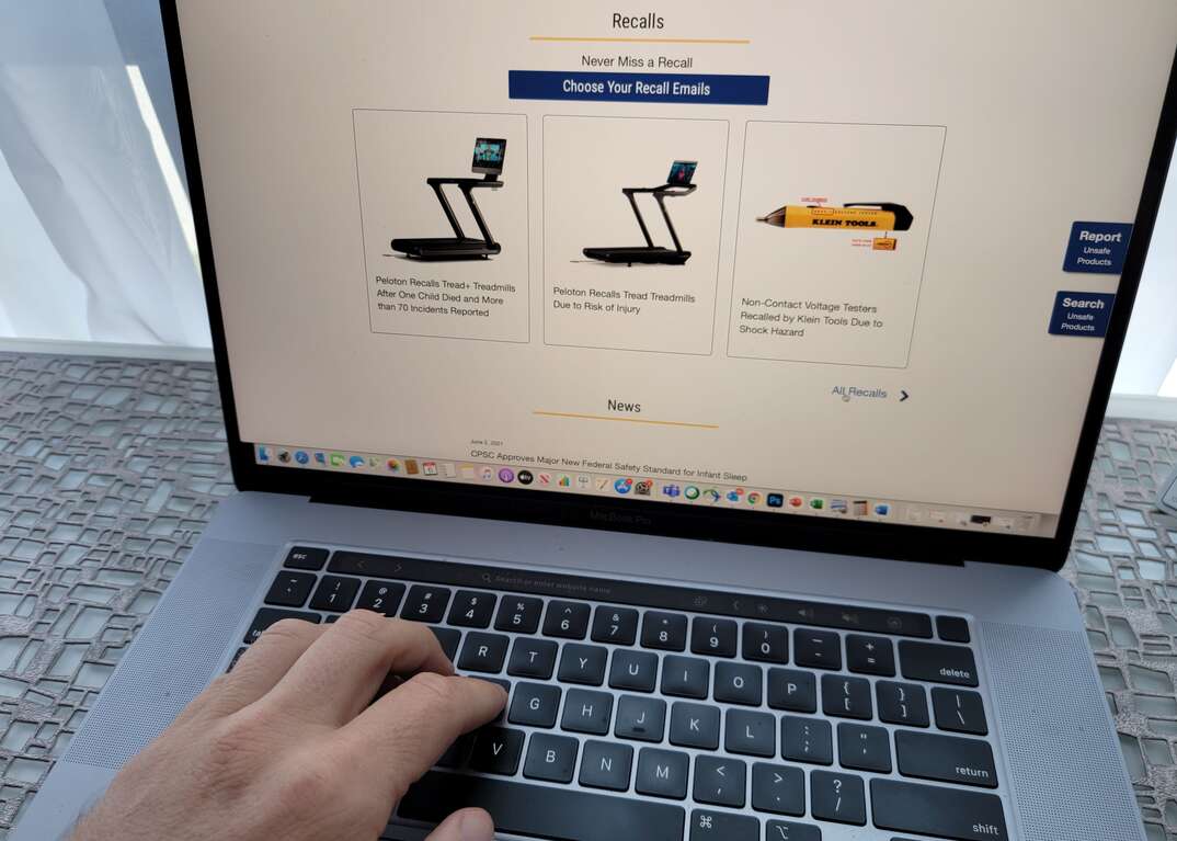 checking recalls on a laptop