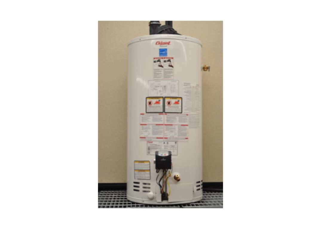 White Giant-branded gas water heater.