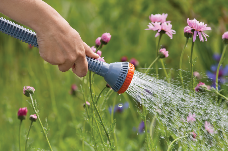 Man worker cutting grass in summer with a professional gardener mowing lawn