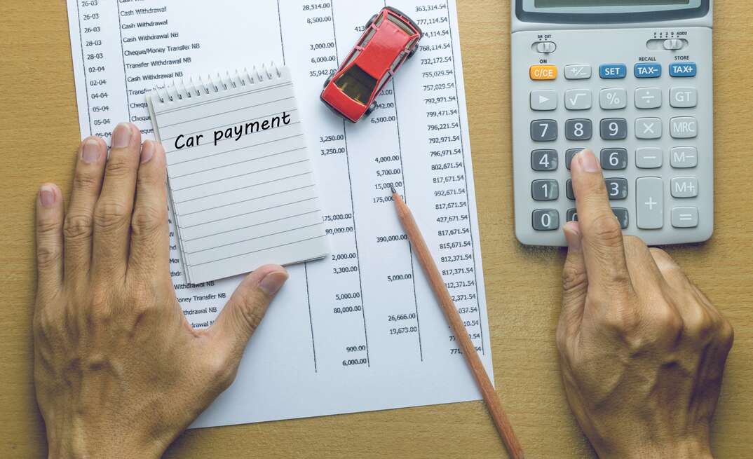 Man Planning Car payment, Finance concept