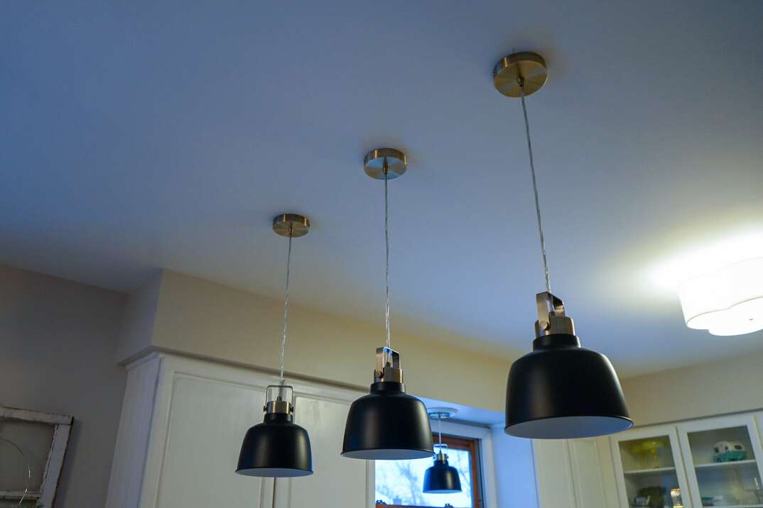 pendant lights hanging in kitchen