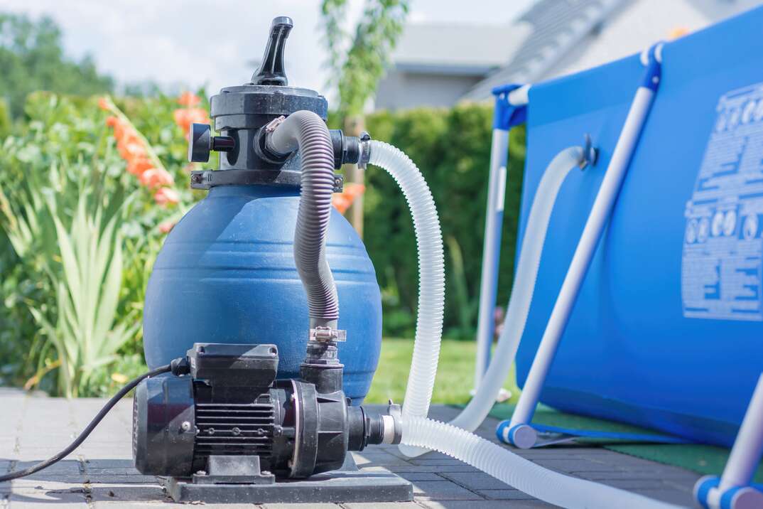 water pump and sand filter for above-ground pool