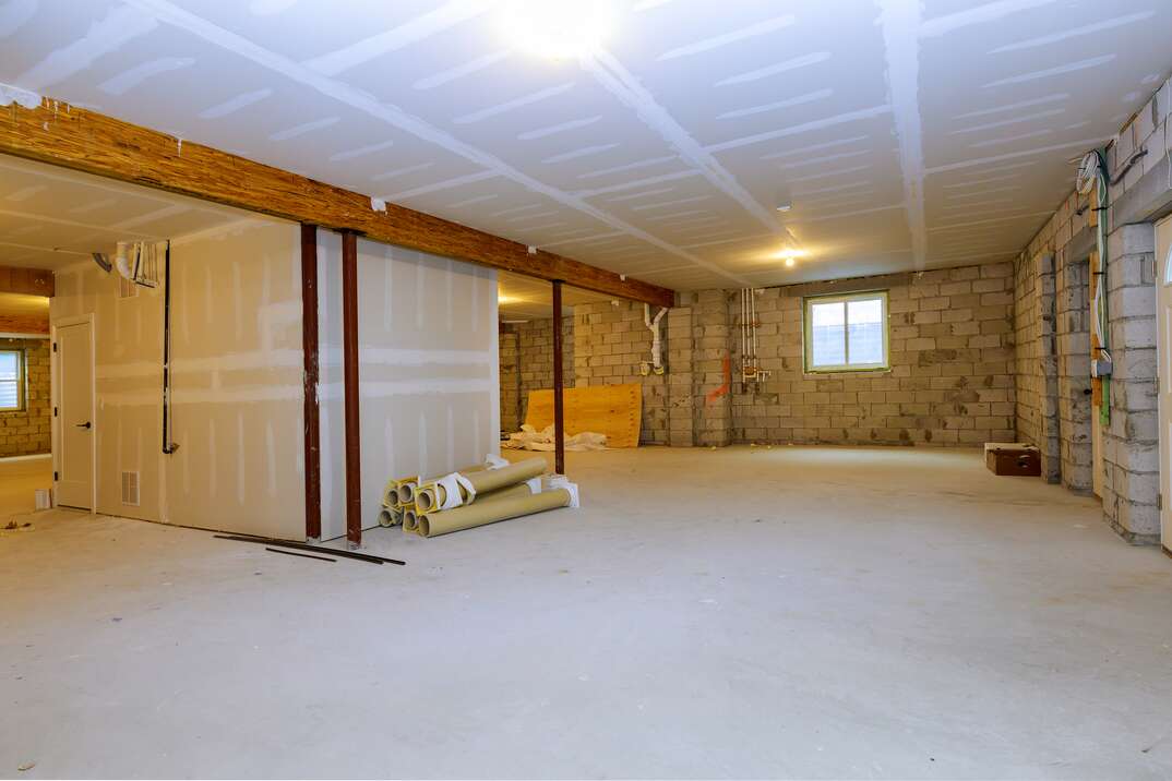 empty basement in the middle of renovation