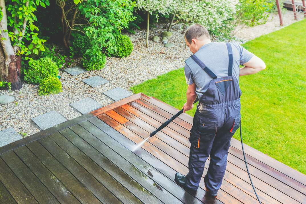 Deck washing outlet