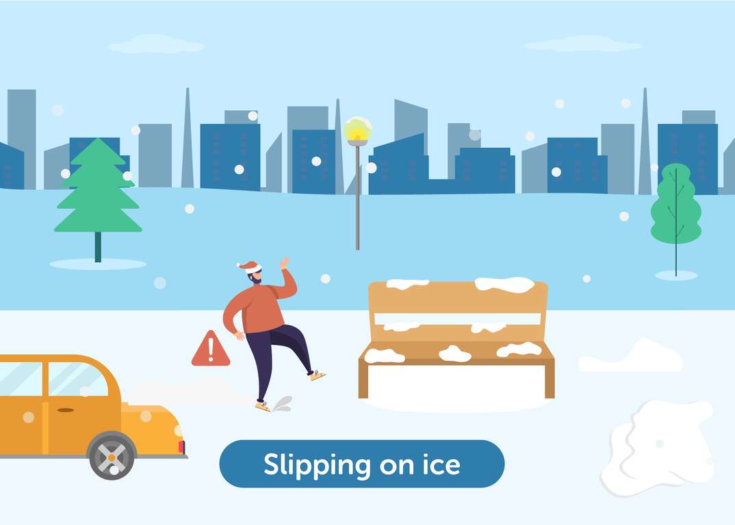 Illustration of a person slipping on ice