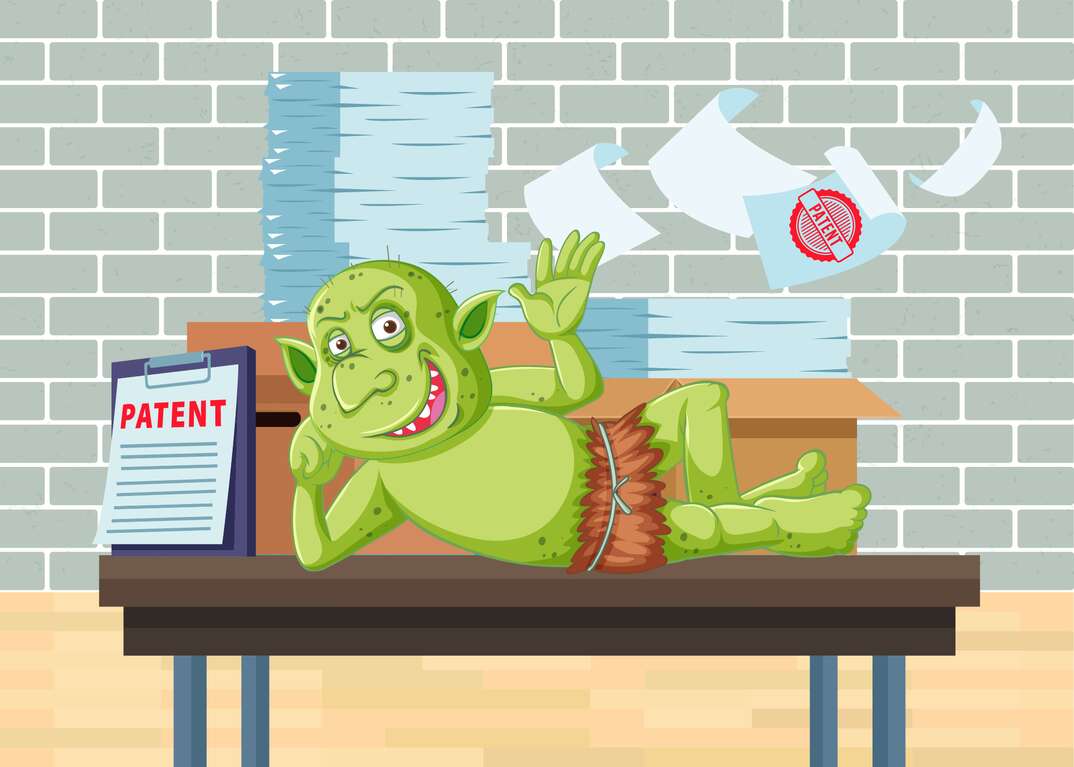 illustration of a troll hoarding patents