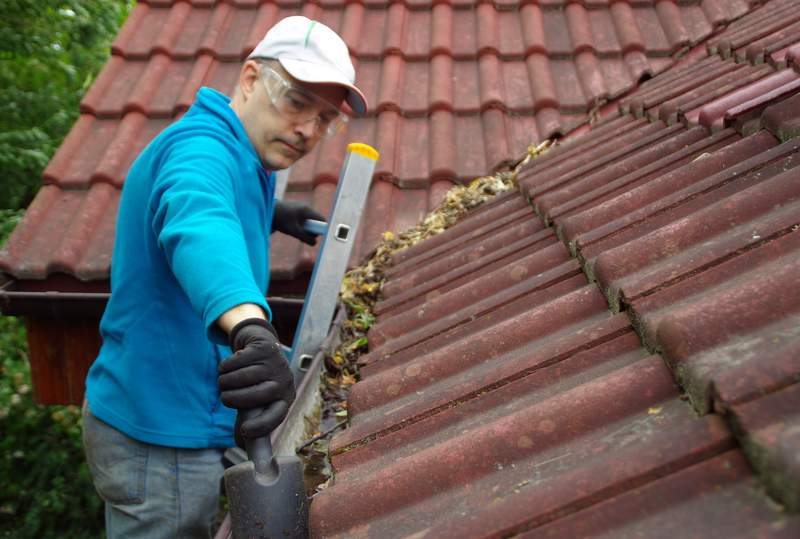 A man wearing a black T-shirt and black rubber gloves changes the filter in a residential HVAC unit in the basement of a house, man, male, Matt Schmitz, arm, extended arm, HVAC filter, HVAC, filter, climate control, heating ventilation and air conditioning, basement floor, basement, concrete floor, black gloves, black rubber gloves, black T-shirt, appliance, maintenance, routine maintenance