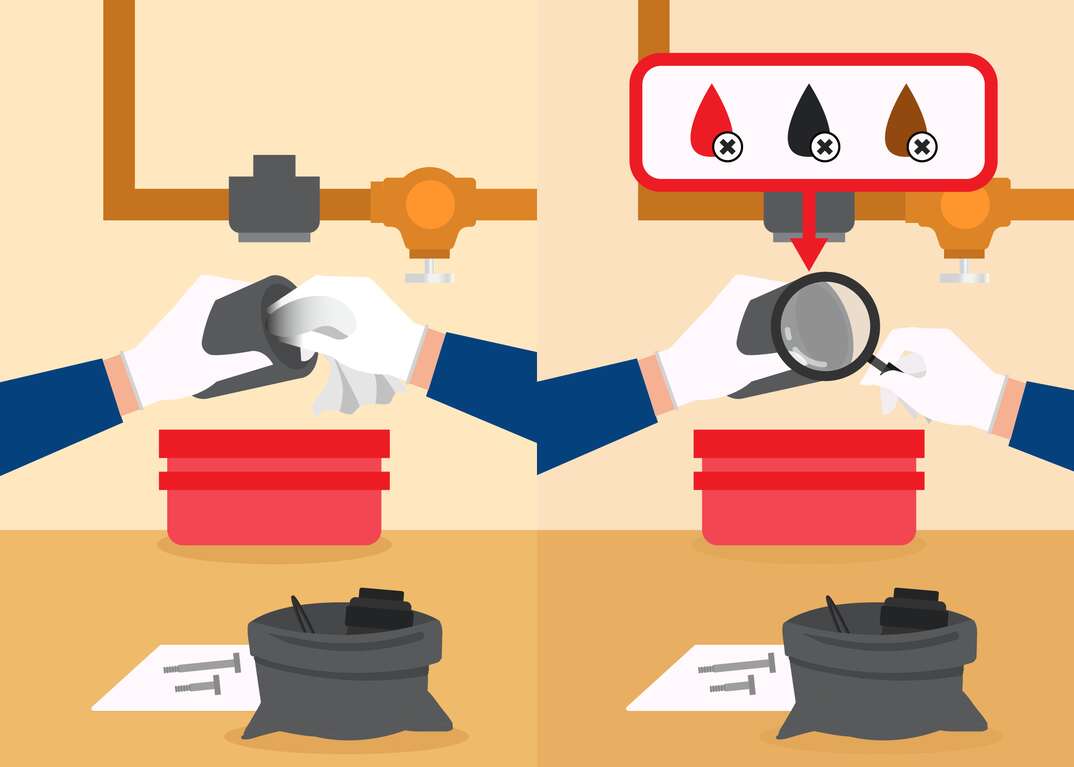 illustration of cleaning an oil boiler filter canister