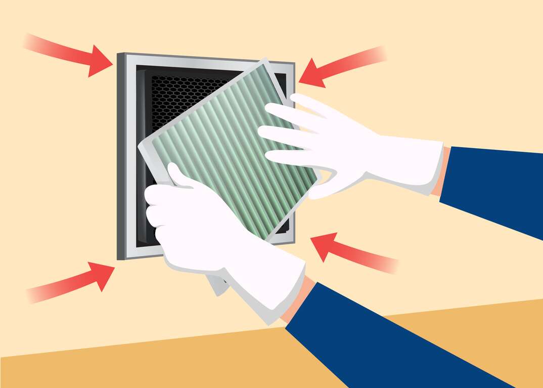 illustration of replacing an electrostatic furnace filter