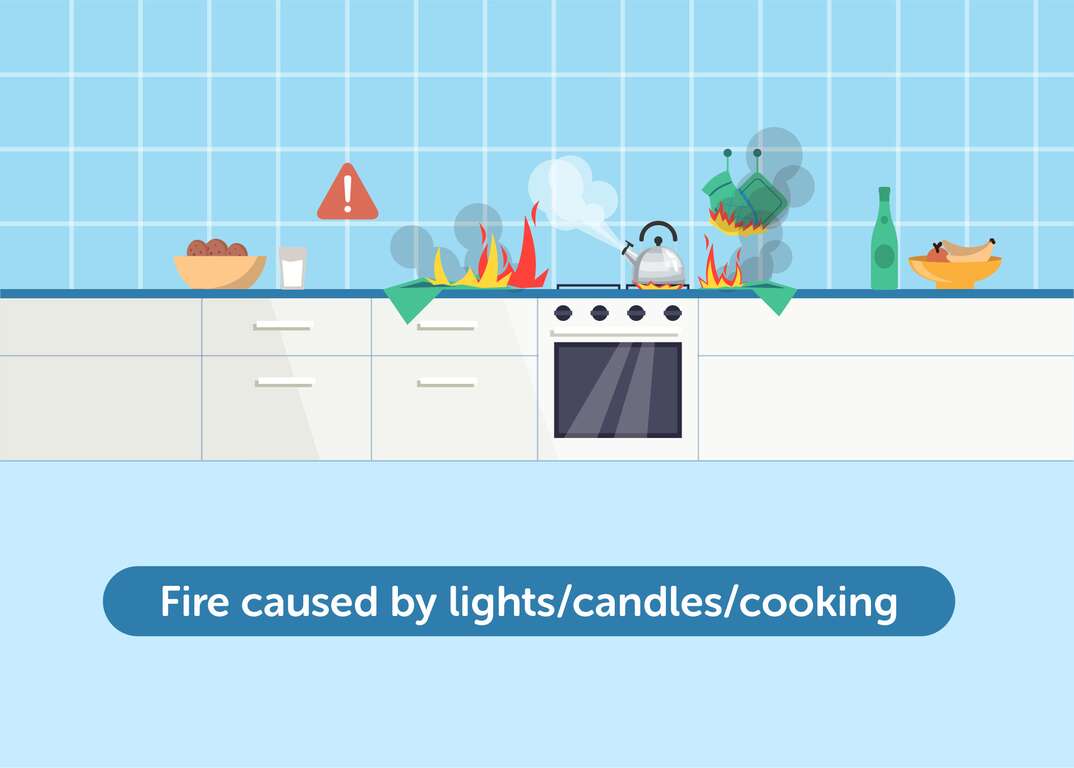 Illustration of a kitchen fire