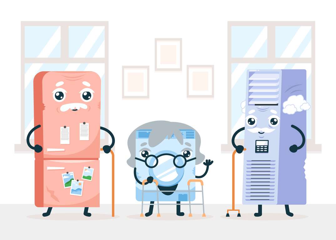 illustration of appliances as seniors
