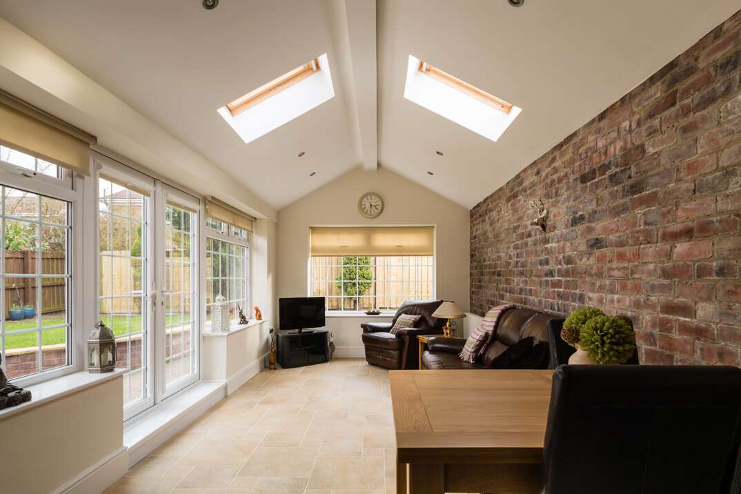 wide shot of a residential Sun Room