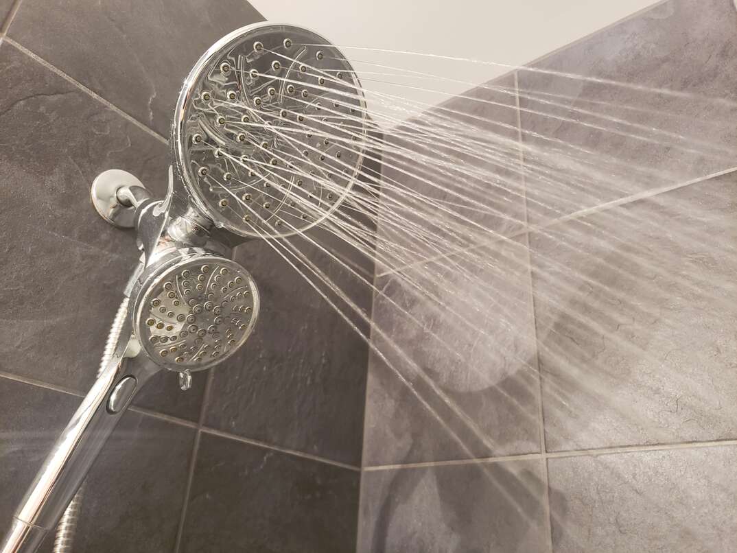 water from a showerhead