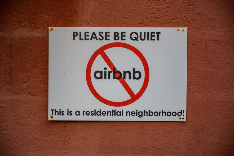 New Orleans, United States: March 1, 2020: Anti AirBnB sign petitions against rental traffic and noise