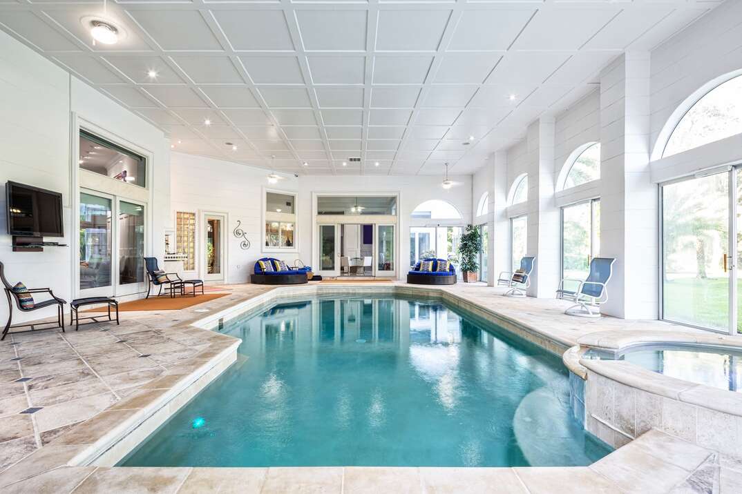 Indoor Swimming Pool with Spa at Estate Home