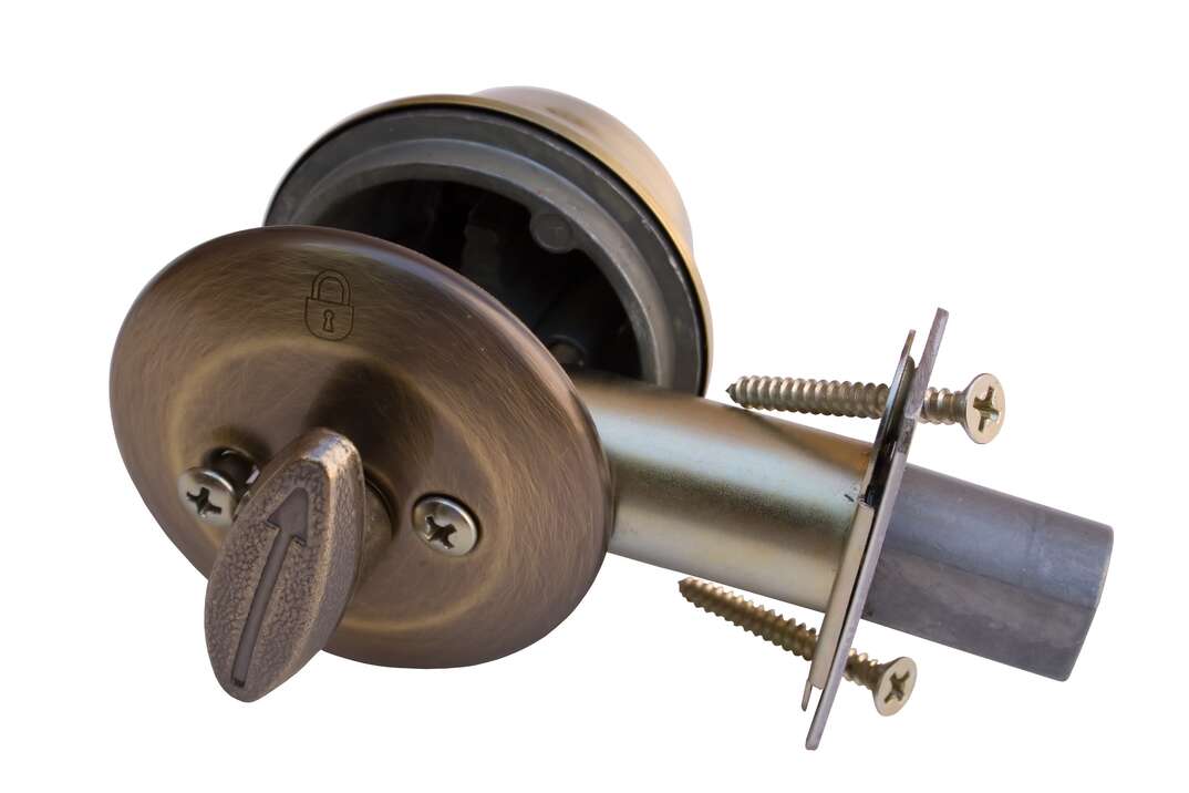 Assembly of Dead Bolt Lock. Clipping Path included