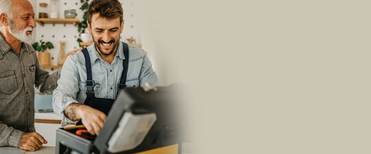 A technician is helping a customer