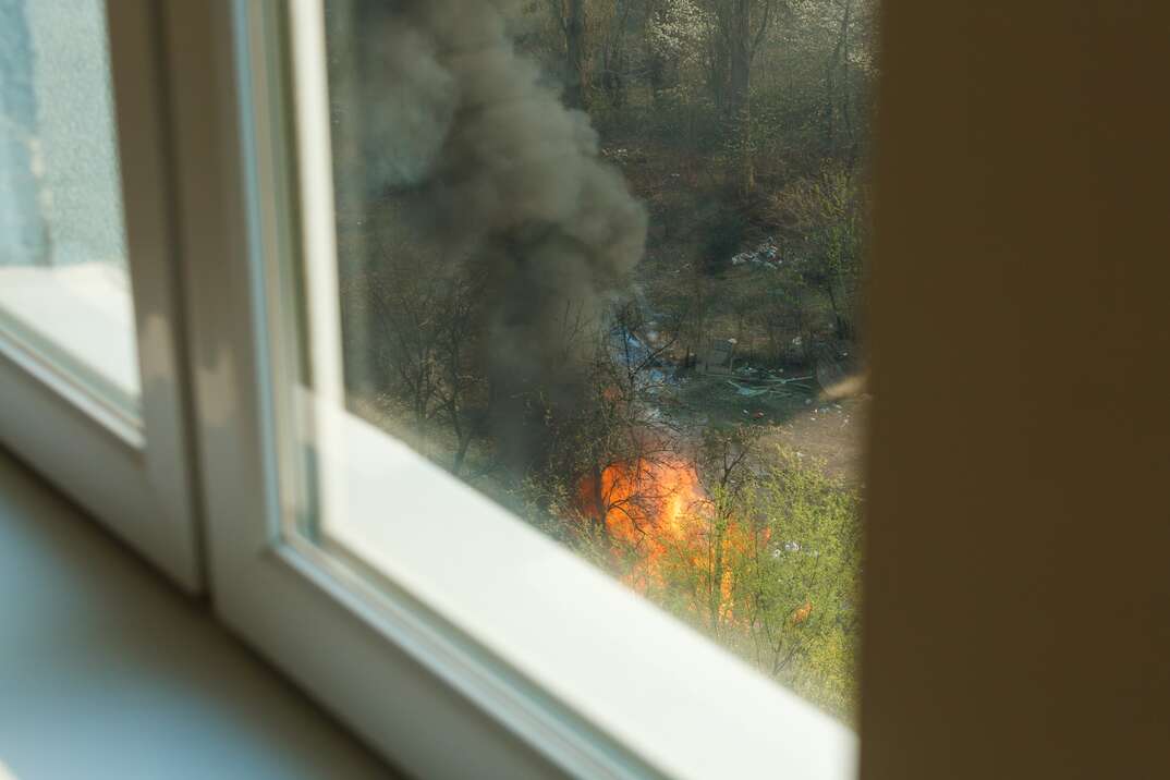 Wildfire near houses