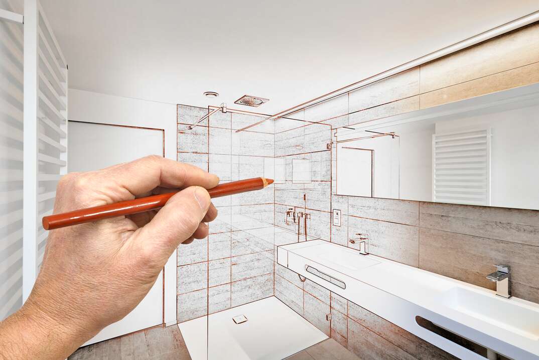 a drawn visualization of a luxury bathroom renovation in the existing room