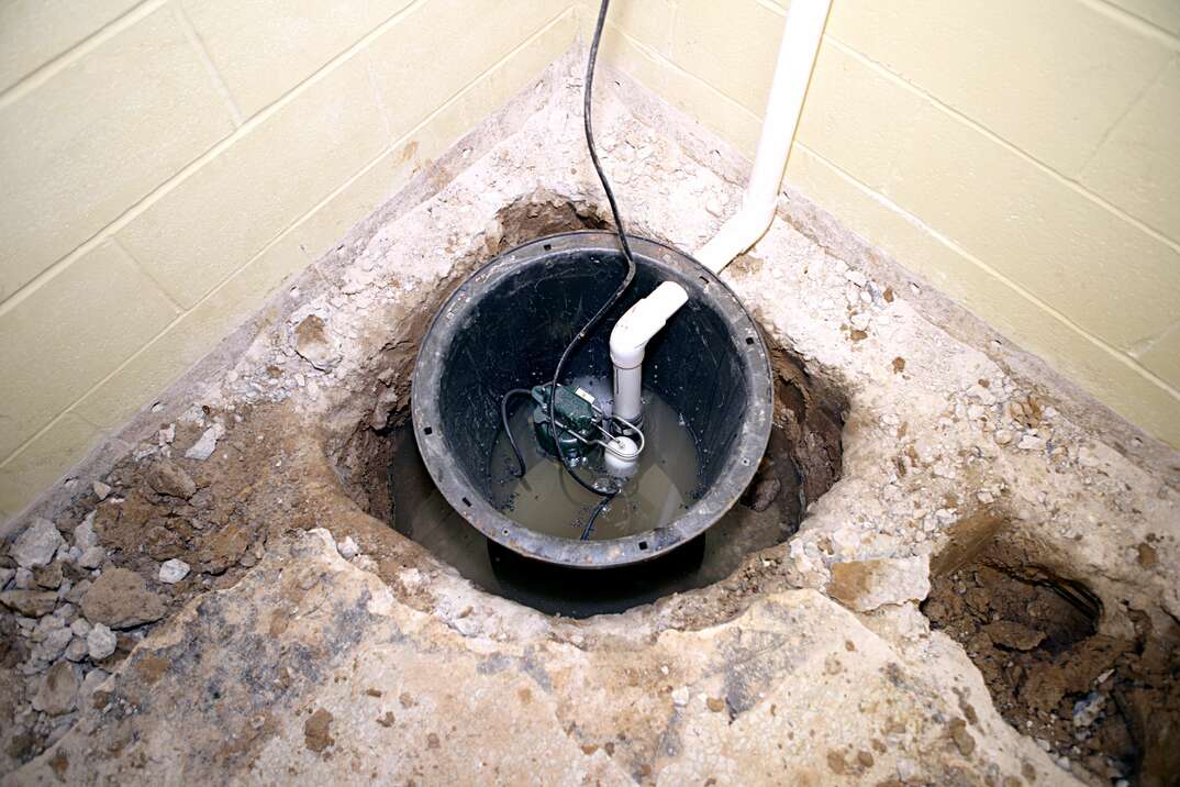 sump pump basin with pvc pipe