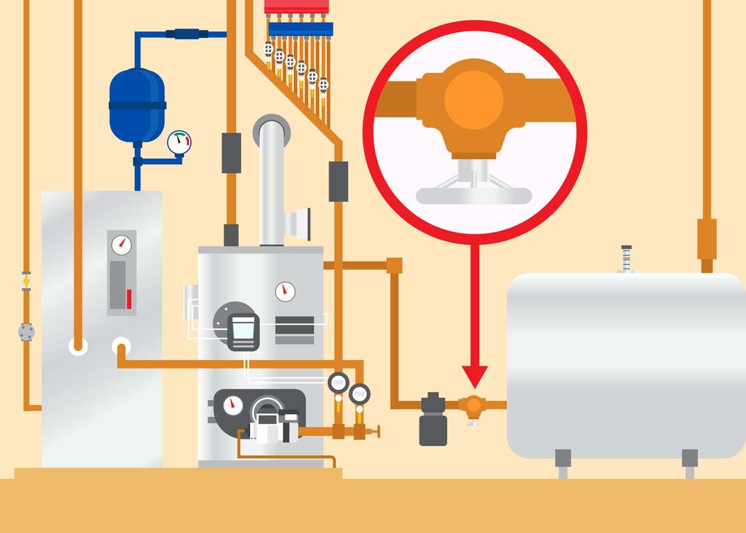 illustration of oil boiler shutoff valve