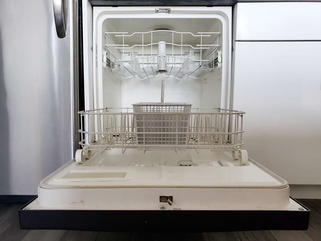 an open dishwasher