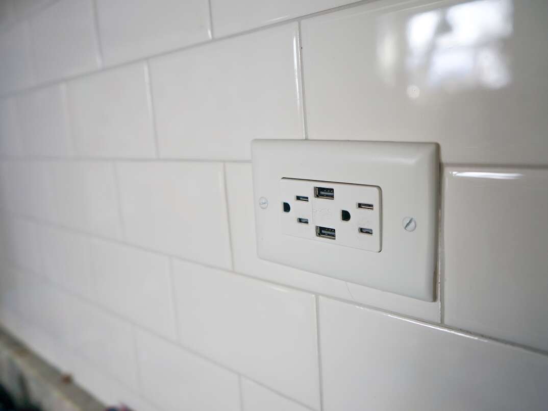 close up shot of a USB home power outlet