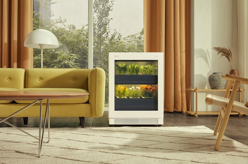 LG tiiun gardening appliance in a living room