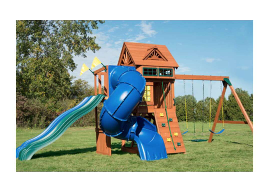Children s wooden playset with swings