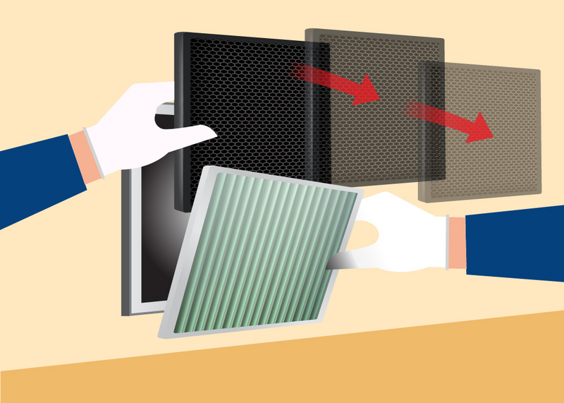 illustration of removing an electrostatic furnace filter