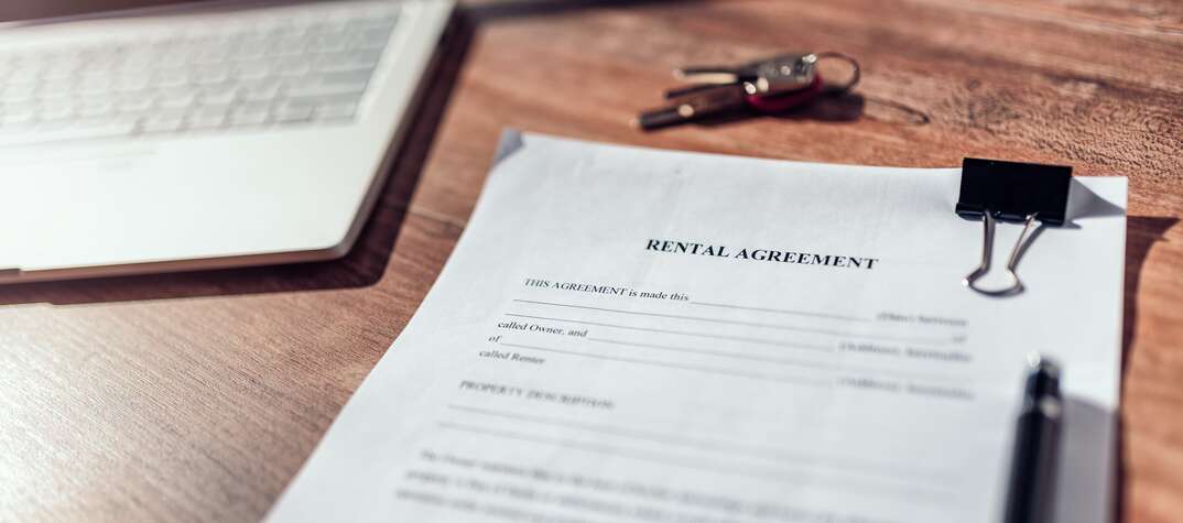 Rental agreement contract on the deck