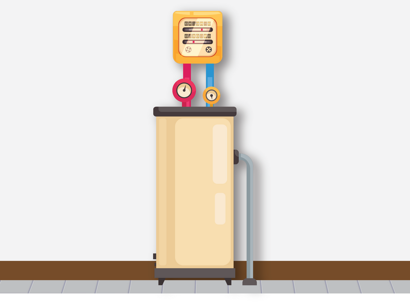illustration of of yellow condensing water heater