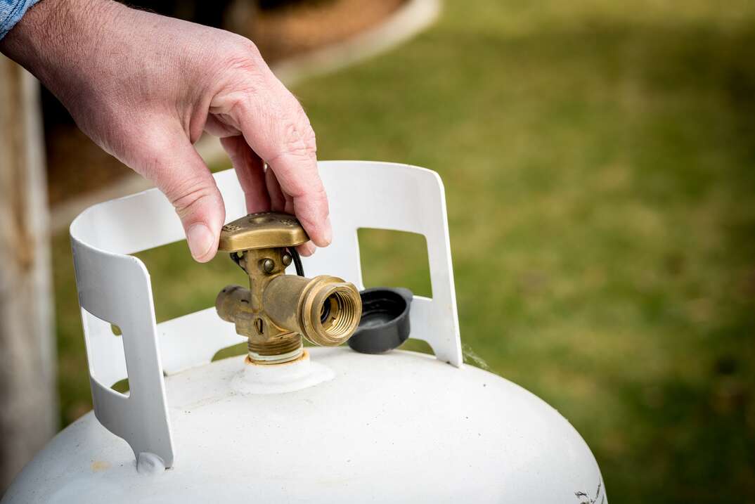 Brass Valve closed on a propane tank