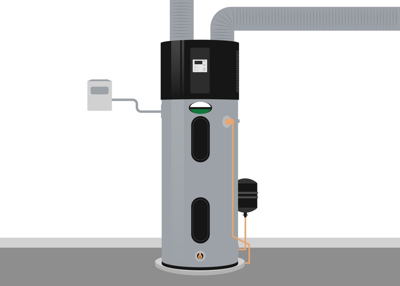 illustration of a hybrid water heater on a white background