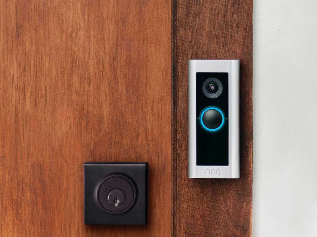 Close up shot of a 2nd generation Ring video doorbell on a residential home