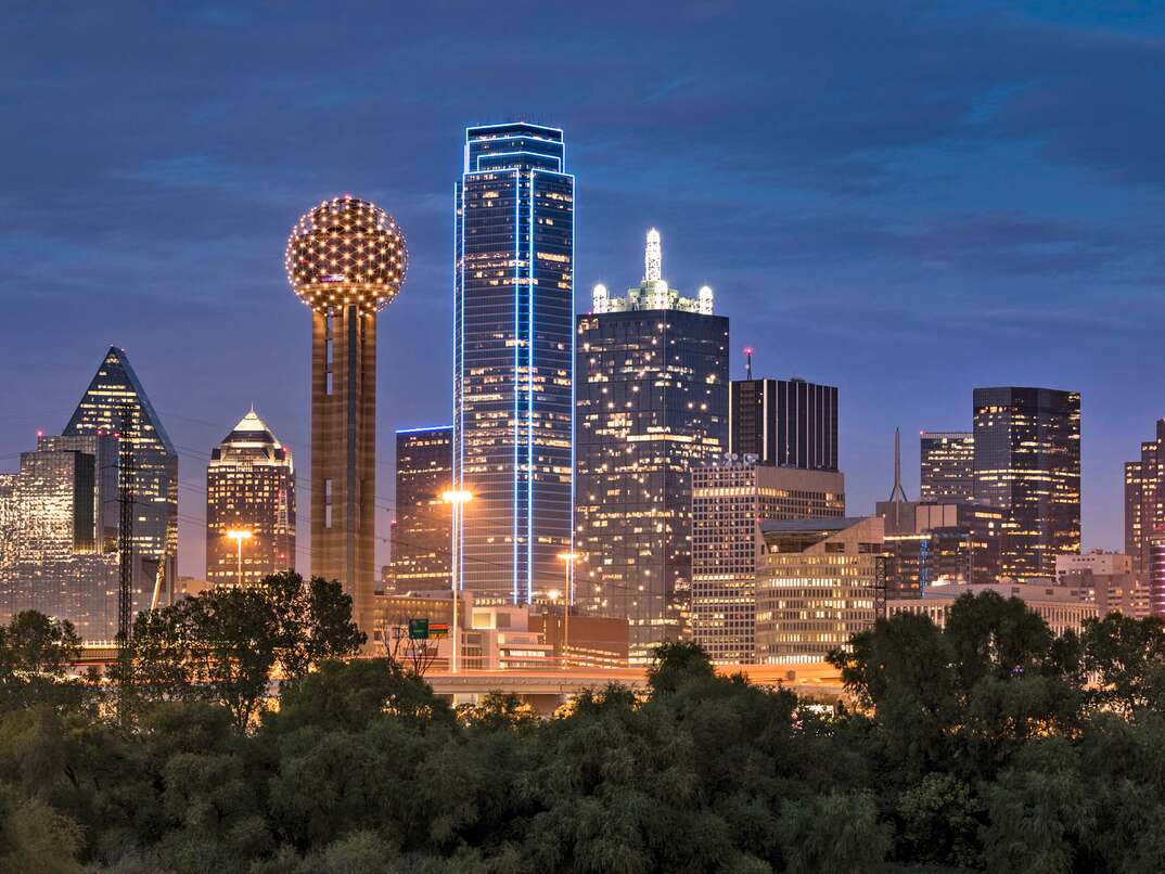 Dallas Texas Skyline and Reunion Tower panoramic