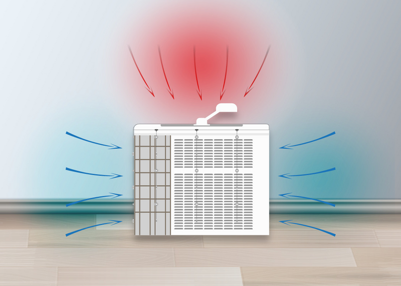 illustration of an HVAC misting system in use