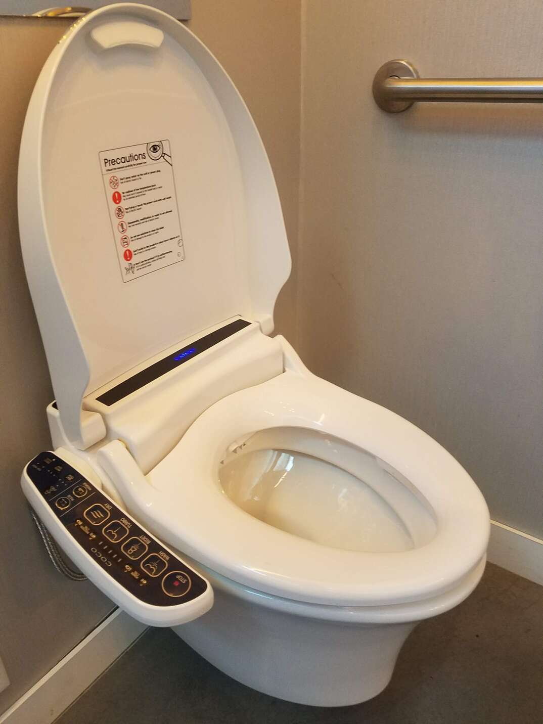 japanese toilet with open lid