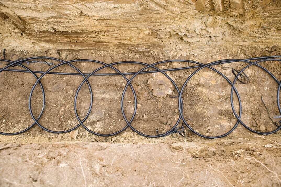 Geothermal Pipe Coils at the bottom of a Trench